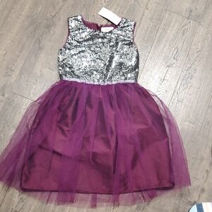 Purple and Silver Sequin Girls Dress